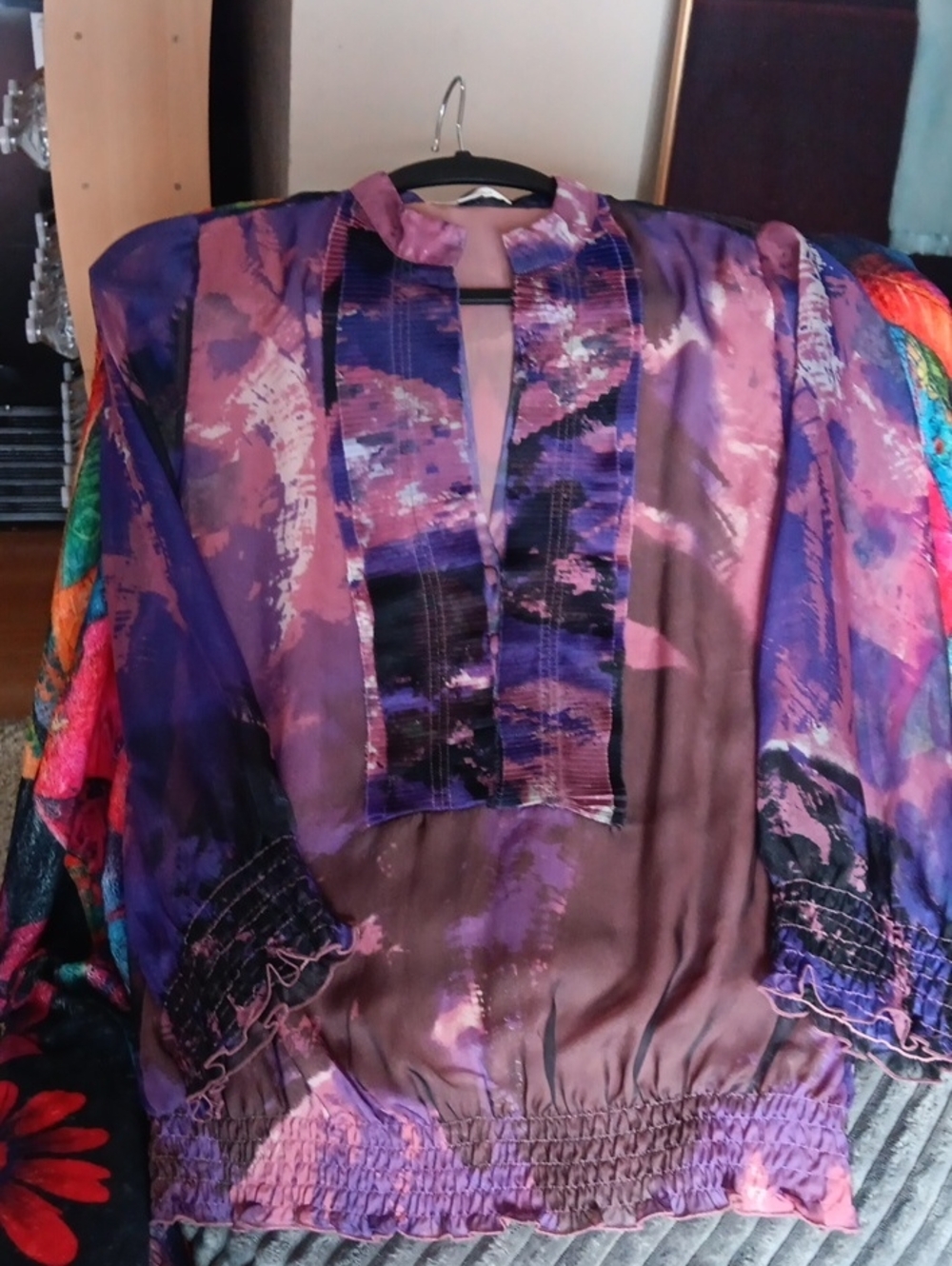 Beautiful Purple Pink Sheer Blouse